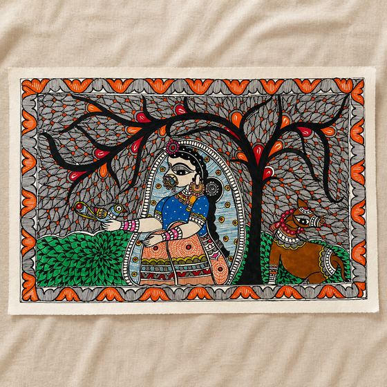 Madhubani painting — Waiting Princess
